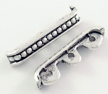 Antique Silver Tibetan Style Spacer Bar - 3 holes (24mm) - pack of 5