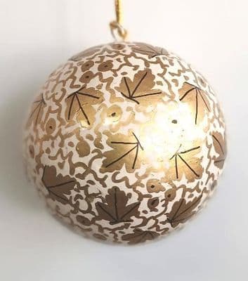 Bauble - Golden Leaf White