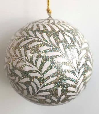 Bauble - Winter Vines Silver Glitter