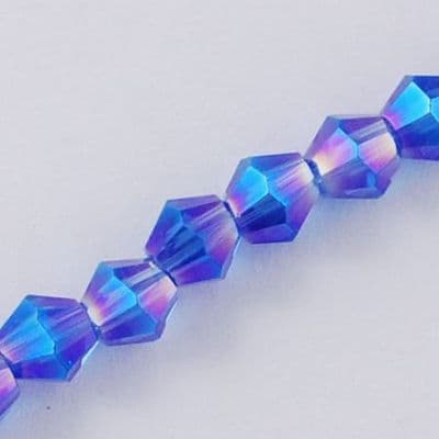 Blue  4mm Faceted Glass Bicone