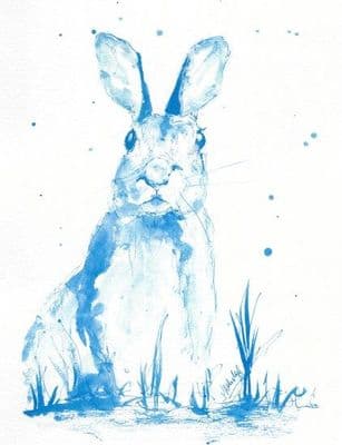 Blue Bunny Printed Greetings Card