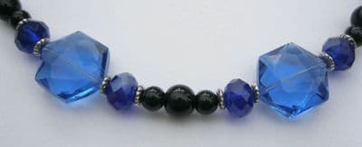 Blue Hexagon Bead Necklace & Earring Kit