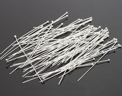 Brass Ball Silver Headpins 60mm (100)