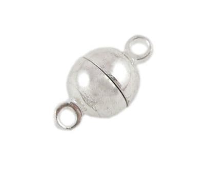 Brass Magnetic Clasps - Silver Metal Colour (Nickel Free) - 6x11.5mm - Pack of 5