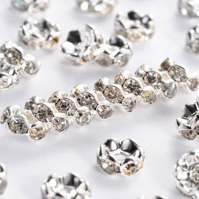 Brass Rhinestone Wavy Edge Rondelle Spacer Beads (6mm Grade A)
