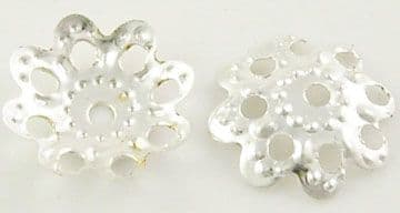 Bright Silver Colour Iron Bead Caps - 10mm - Delicate Filigree design (approx 50)