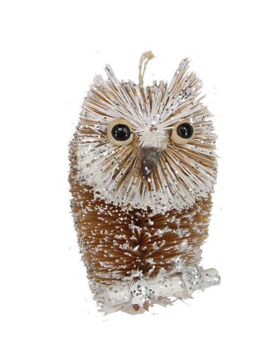 Bristle Silver Owl Decoration
