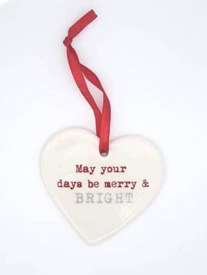 Ceramic Christmas hearts - may your days be merry & bright