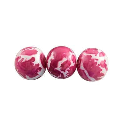 Cerise Pink Speckled Glass Beads 8mm (25)