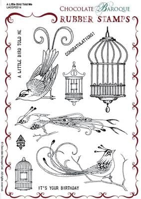 Chocolate Baroque A Little Bird Told Me Rubber Stamp