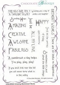 Chocolate Baroque Amazing Mackintosh Words Rubber Stamp