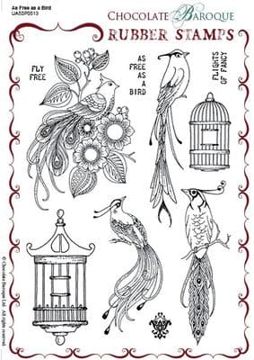 Chocolate Baroque As Free as a Bird Rubber Stamp