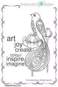 Chocolate Baroque Bird of Joy Rubber Stamp