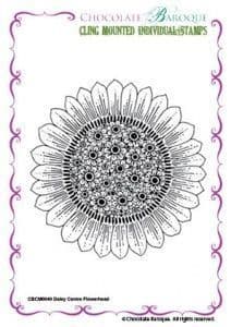 Chocolate Baroque Daisy Centre Flower Head Rubber Stamp