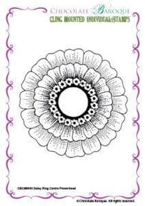 Chocolate Baroque Daisy Ring Centre Flower Head Rubber Stamp
