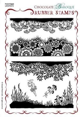 Chocolate Baroque Floral Edges A5 Unmounted Rubber Stamp Sheet