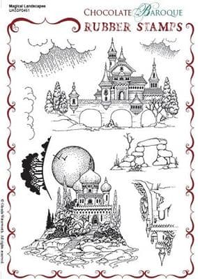 Chocolate Baroque Magical Landscapes Rubber Stamp