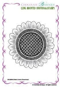 Chocolate Baroque Mesh Centre Flower Head Rubber Stamp
