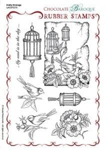 Chocolate Baroque Pretty Birdcage Rubber Stamp