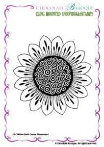 Chocolate Baroque Swirl Centre Flower Head Rubber Stamp