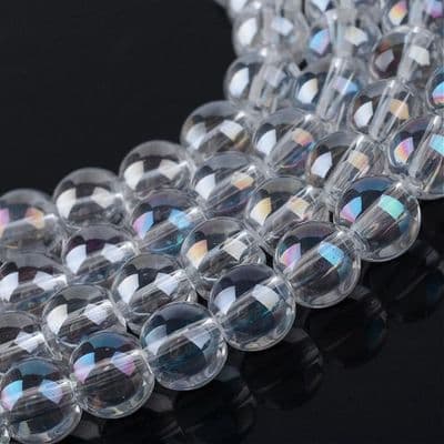 Clear AB Plated Electroplate Round 7.5mm beads (25)