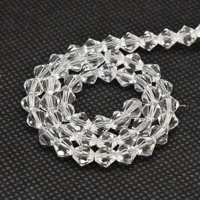 Clear Grade AA 4mm Faceted Glass Bicone
