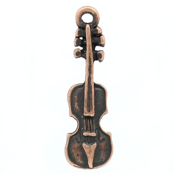 Copper Colour Charms - Violin (Pack of 10)