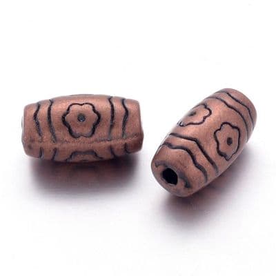 Copper Metal Oval Spacers 12x7mm (10)