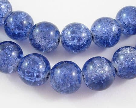 Crackle Glass Beads - Round - Dark Steel blue - 8mm (25)