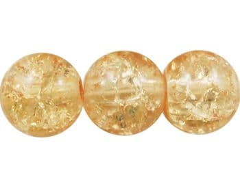 Crackle Glass Beads - Round - Wheat - 8mm (25)