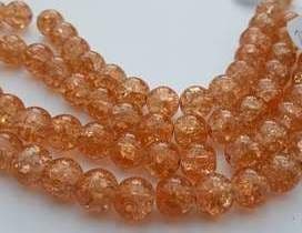 Crackle Glass Round Beads 10mm Apricot (20)