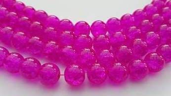 Crackle Glass Round Beads 10mm Fuschia (20)