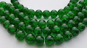 Crackle Glass Round Beads 10mm Green (20)