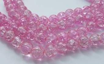 Crackle Glass Round Beads 10mm Light Pink (20)
