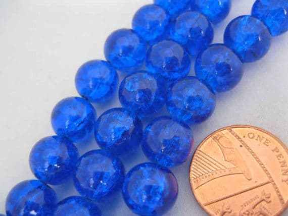 royal blue crackle glass beads