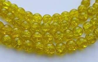 Crackle Glass Round Beads 10mm Yellow (20)