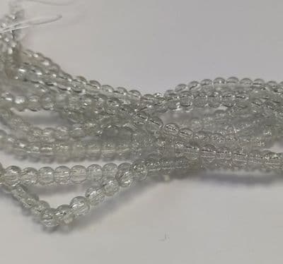 Crackle Glass Round Beads 4mm - Clear (50)