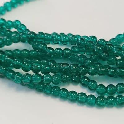 Crackle Glass Round Beads 4mm - Dark Teal Green (50)