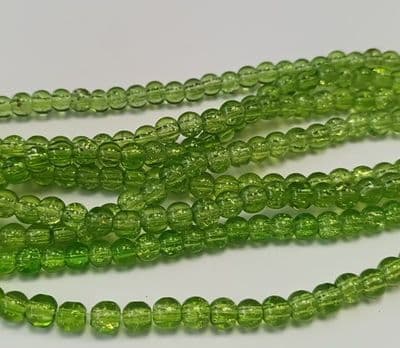 Crackle Glass Round Beads 4mm - Pale Green (50)