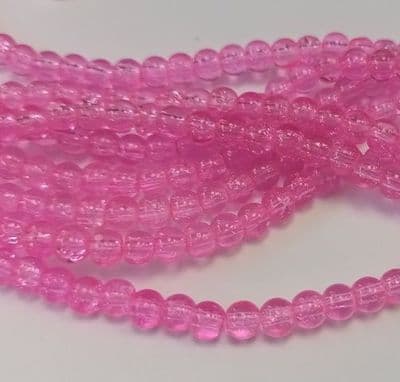 Crackle Glass Round Beads 4mm - Pale Pink (50)