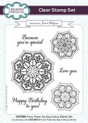 Creative Expressions Jamie Rodgers Pointy Petals Tea Bag Folding Clear Stamp Set (CEC980)