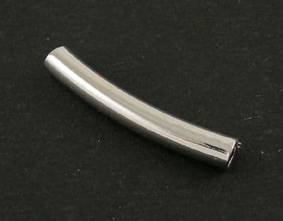 Curved Spacer Bar Tube Beads - Brass - Silver Colour - 20mm long.  Pack of 15