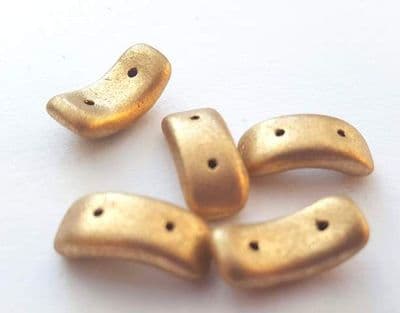 Czech Bow Beads Gold Matt Metallic (5)
