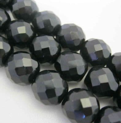 Czech Fire Polished Beads - 12mm - Jet (10)