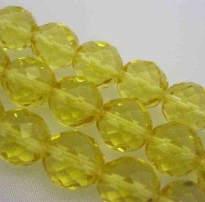 Czech Fire Polished Beads - 12mm - Light Topaz (10)