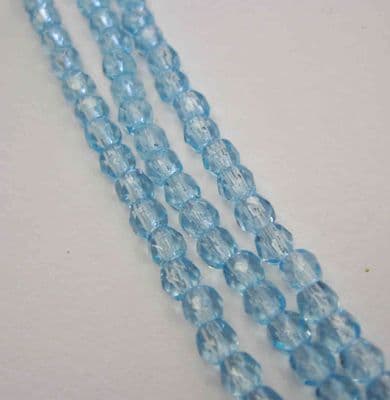 Czech Fire Polished Beads - 3mm - Aqua (50)