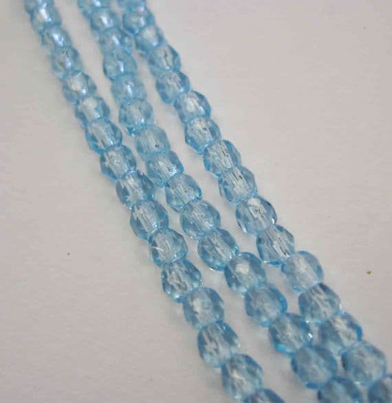 Czech Fire Polished Beads - 3mm - Aqua (50)