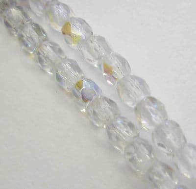 Czech Fire Polished Beads - 3mm - Crystal AB (50)