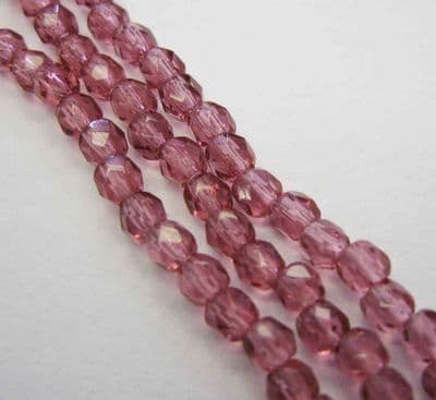 Czech Fire Polished Beads - 3mm - Fuchsia (50)