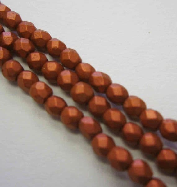 Czech Fire Polished Beads - 3mm - Matt Metallic Lava (50)